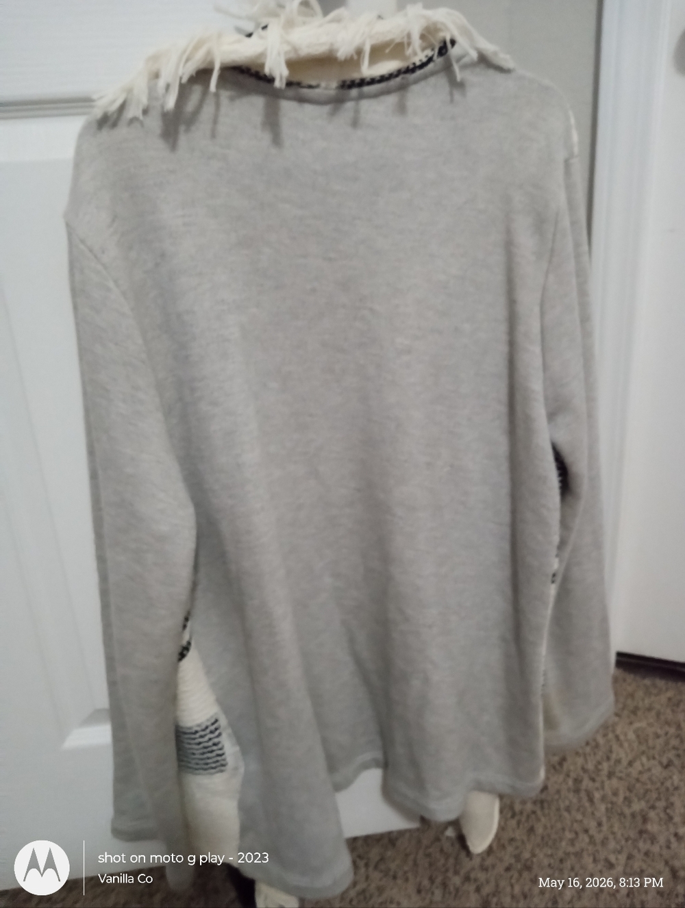 Anthropologie Dolan Sonia Fringe Cardigan Open Front White Size Large - Picture 5 of 13